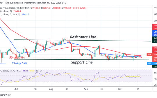 Bitcoin Price Prediction for Today October 19: BTC Consolidates As Selling Pressure Stalls above $19k